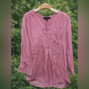 Playful Frederick David Pink Polka-Dot Blouse Size Large